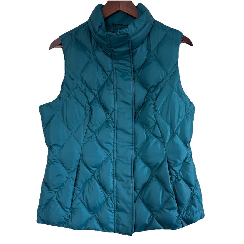 Eddie Bauer Women’s Large Goose Down Filled Diamond Quilted Puffer Vest Teal